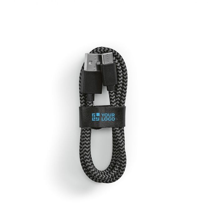 Câble en RPET de 1 mètre à deux connecteurs USB-A et USB-C