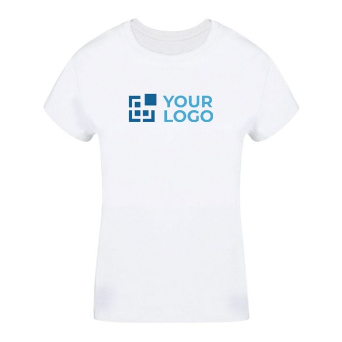 T-shirt femme blanc, col rond 100% coton 160 g/m²