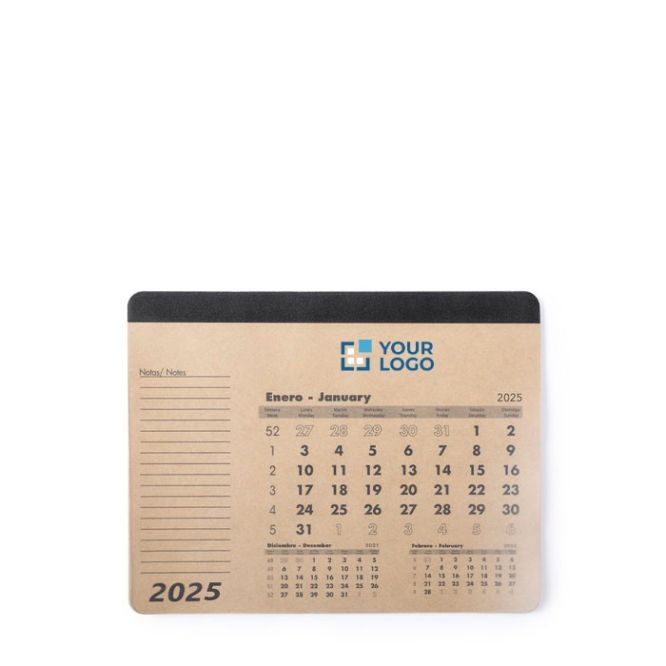 Tapis de souris et calendrier 2025 avec un espace pour les notes