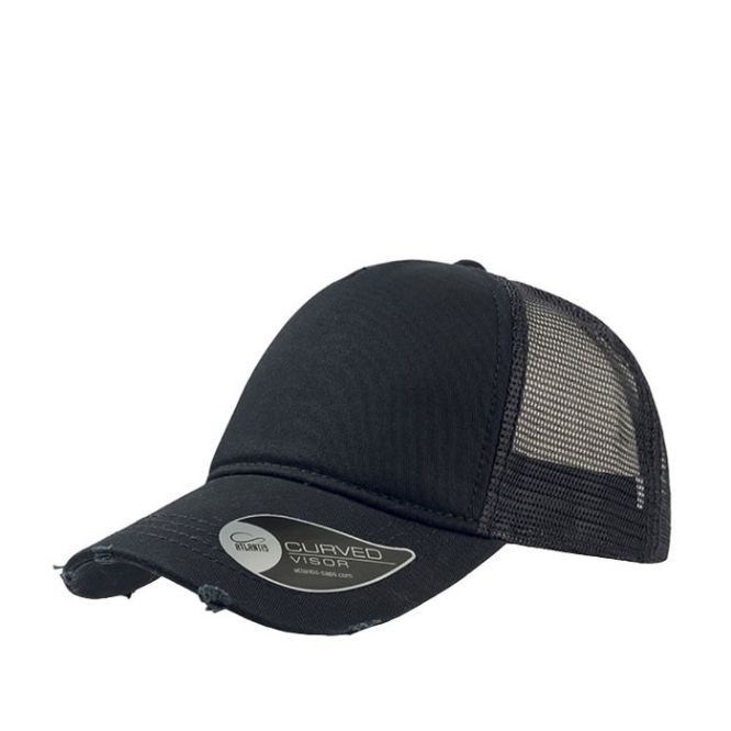 Casquette en coton avec visière effet usée et corps en maille
