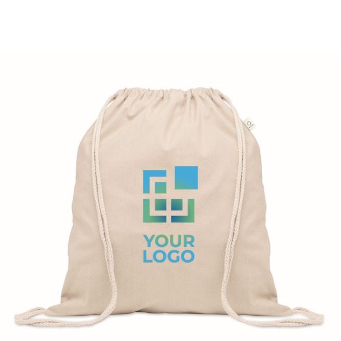 Sac cordon couleur naturelle, en coton recyclé et RPET 140g/m²