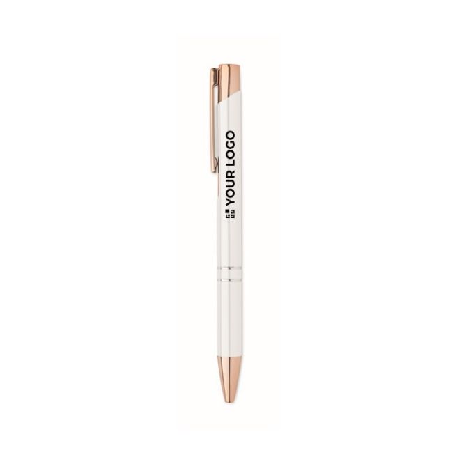 Stylo bille en aluminium recyclé avec détails rose gold, encre bleue