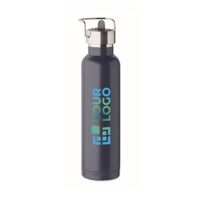 Gourde isotherme acier inoxydable recyclé, paille et poignée, 660ml