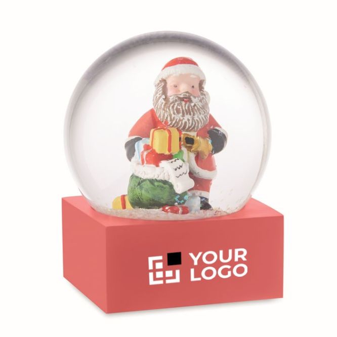 Boule de neige avec un Père Noël à l'intérieur et base en polyrésine