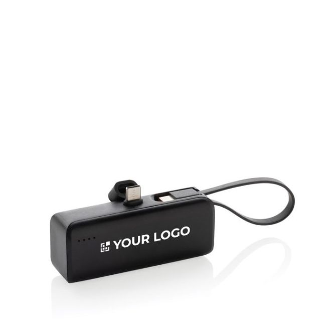 Powerbank en plastique recyclé avec câble style poignée de 3 000 mAh