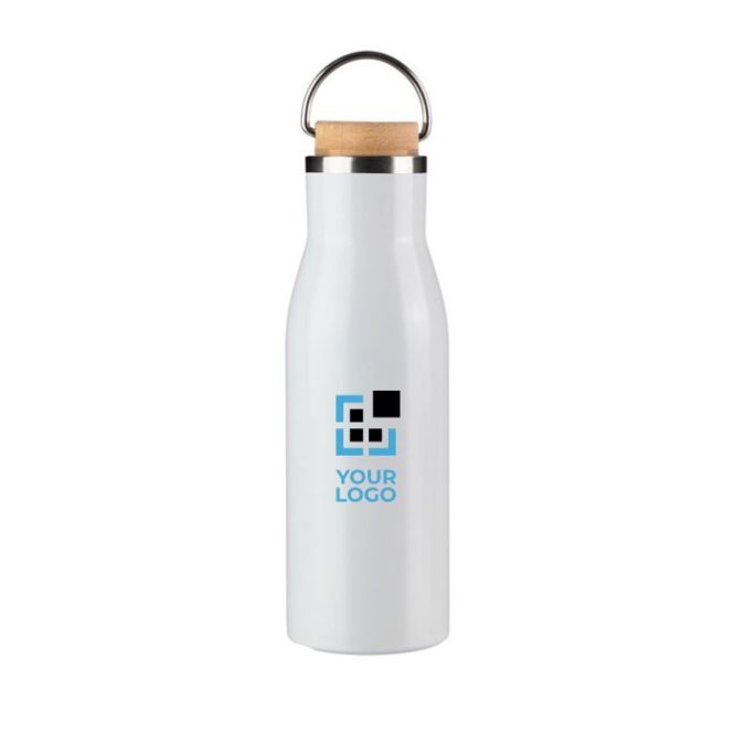 Gourde en acier inoxydable recyclé bouchon en bambou et poignée 500ml