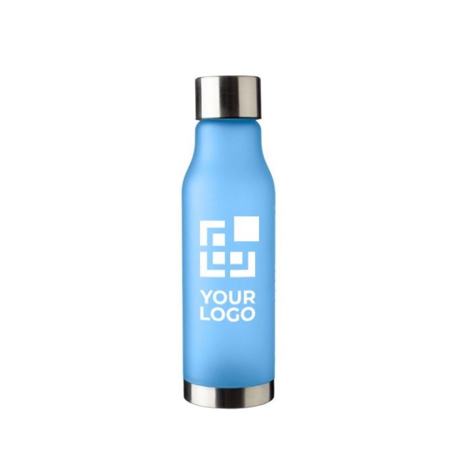 Gourde en RPET aspect givré couvercle et fond acier inoxydable 600ml