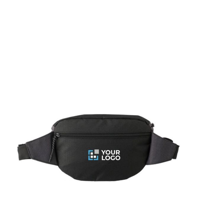Sac banane en tissu ripstop avec 2 compartiments et ceinture ajustable couleur gris avec zone d'impression