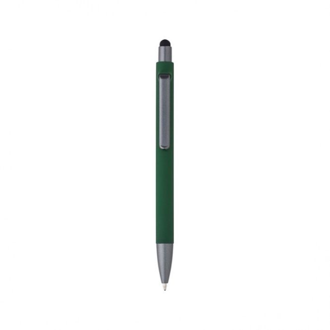 Stylo avec finition mate et détails de couleur graphite, encre bleue couleur vert avec zone d'impression
