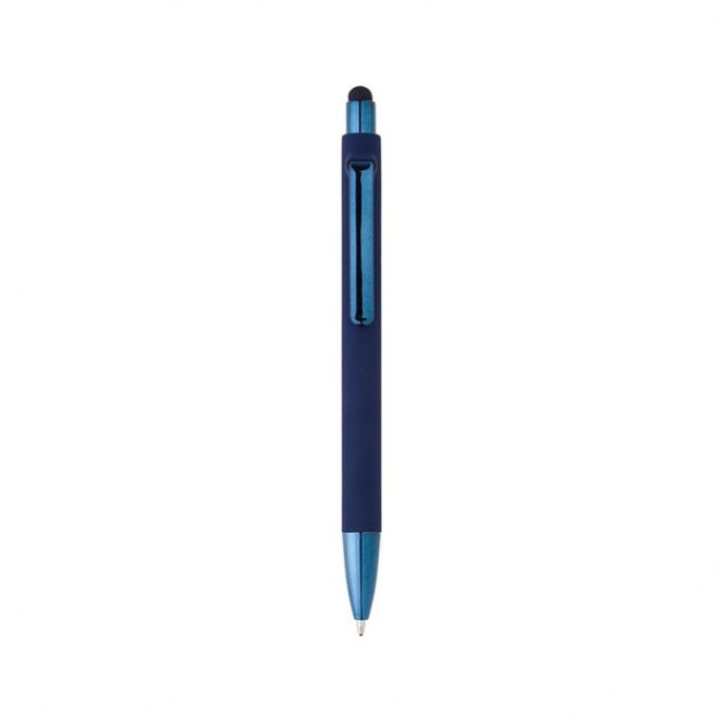 Stylo de luxe avec finition mate, détails brillants et encre bleue couleur bleu avec zone d'impression