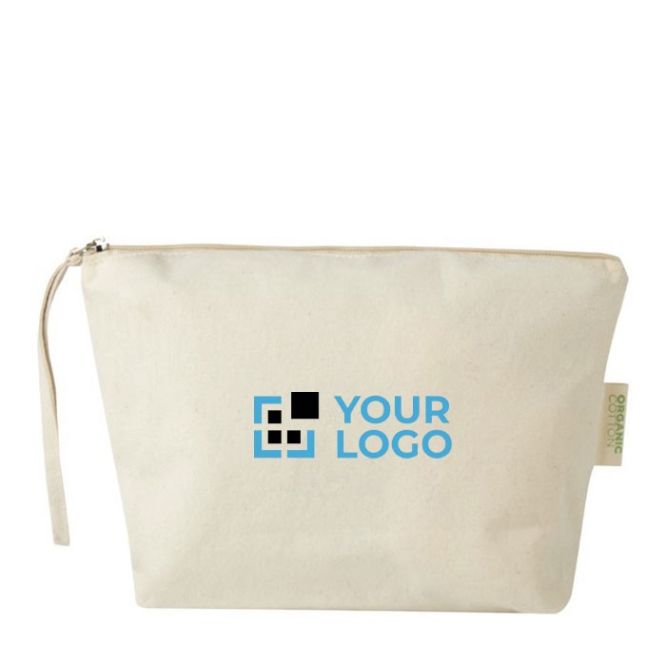 Grande trousse de toilette en coton biologique avec dragonne 180 g/m²