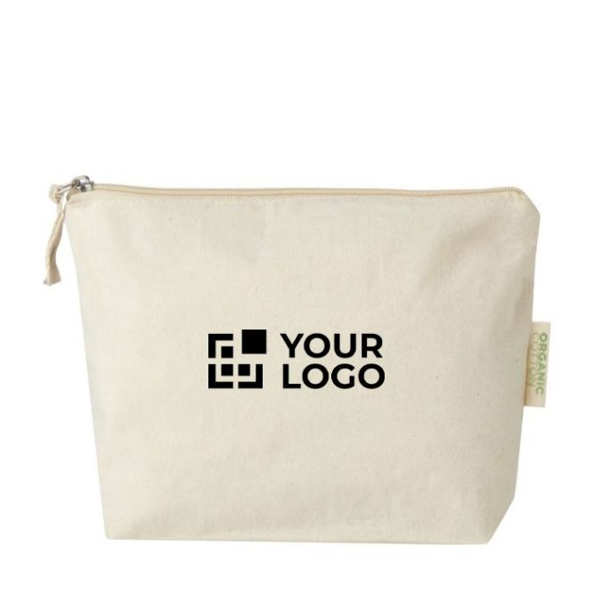 Trousse de toilette en coton biologique avec fermeture éclair 180 g/m²