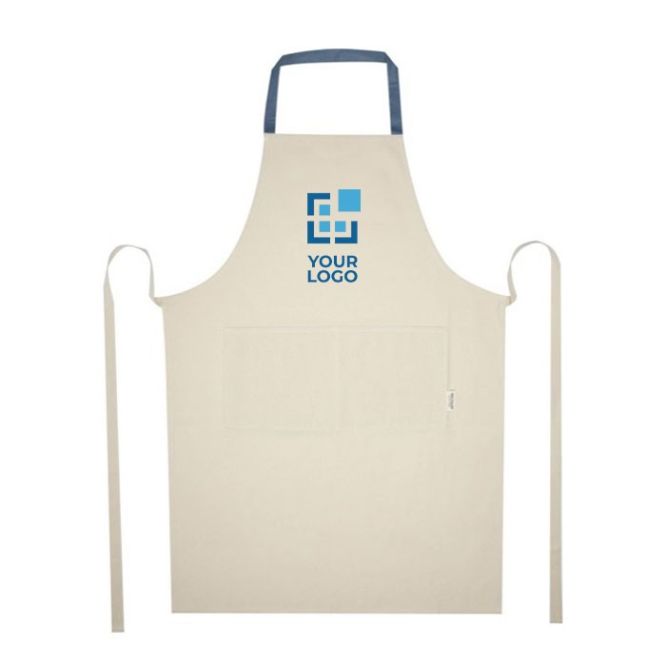 Tablier en coton recyclé avec tour de cou coloré 200 g/m²
