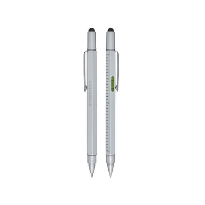Stylo multifonction en aluminium recyclé argenté encre noire