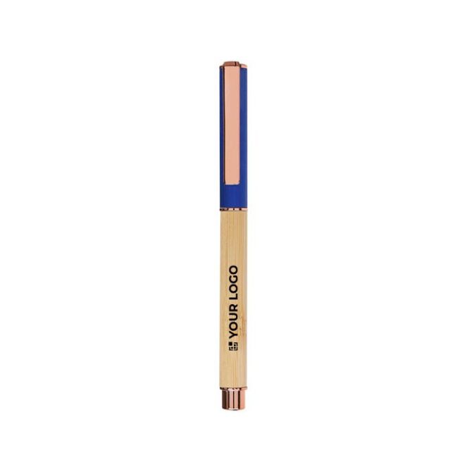 Roller en bambou et aluminium finitions dorées roses et encre bleue