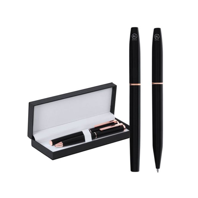 Stylo à bille et roller avec une finition mate dans un élégant étui