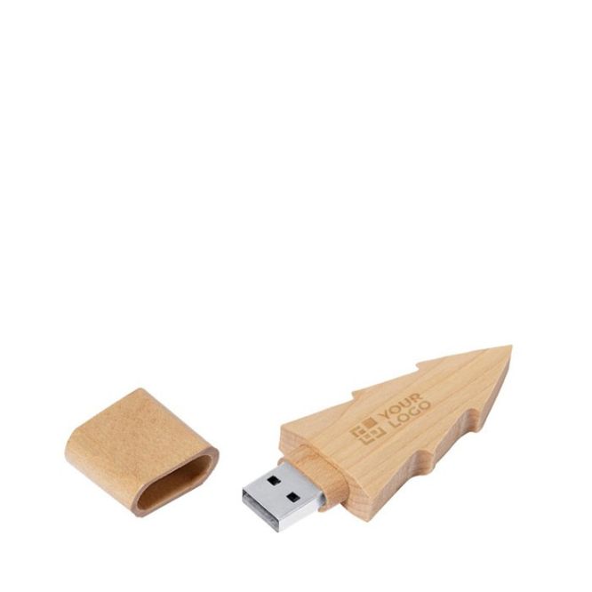 Clé USB en bois en forme de pin avec un capuchon, 16 Go