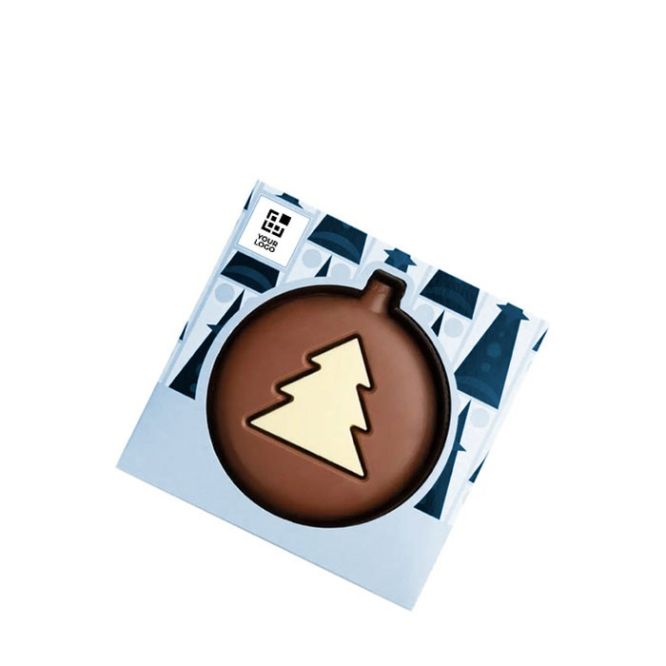 Chocolat en forme de boule de Noël avec motif de sapin vue principale