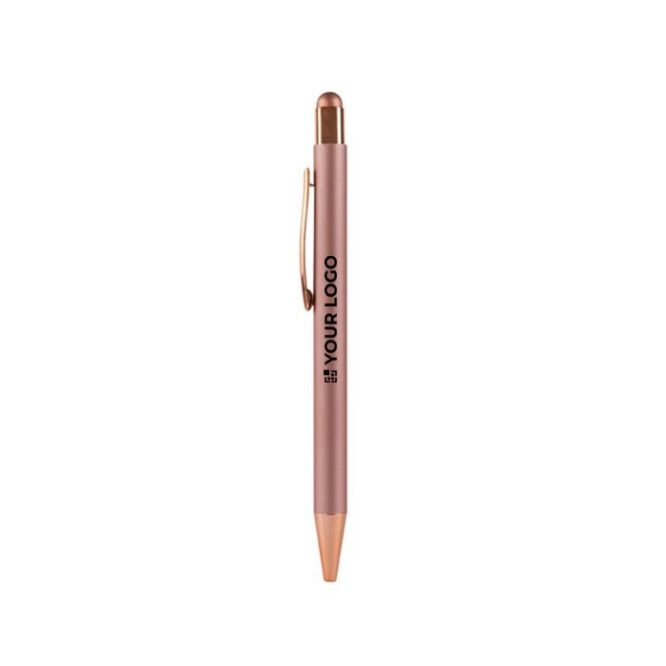 Stylo tactile en alu recyclé avec finition caoutchouc, encre bleue