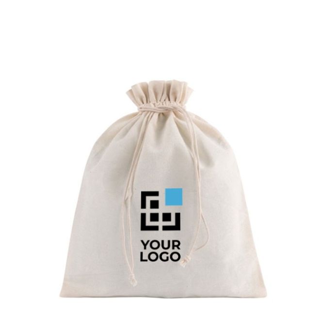 Sac moyen en coton recyclé avec cordons de fermeture 120 g/m2
