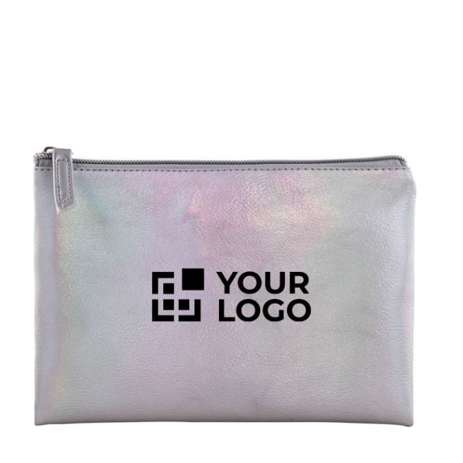 Trousse moderne en PU avec effet irisé et tirette assortie