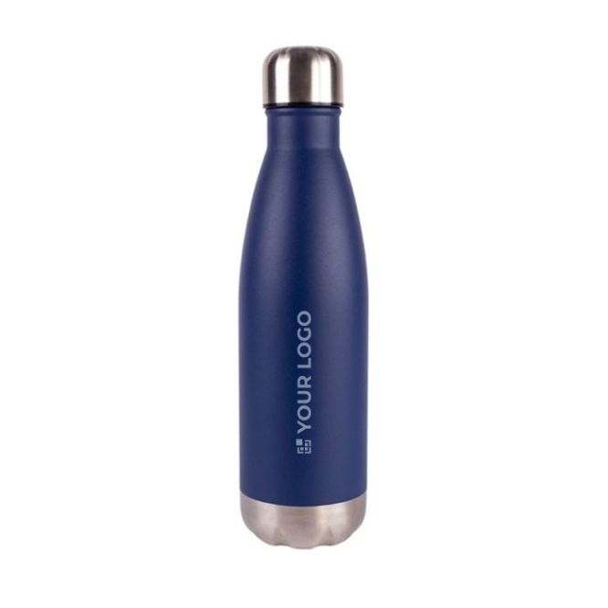Gourde en acier inoxydable recyclé avec base et bouchon argenté 500ml