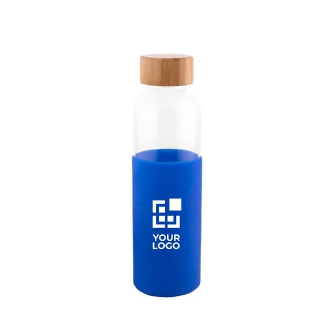 Gourde en verre avec bouchon en bambou et housse en silicone 500ml