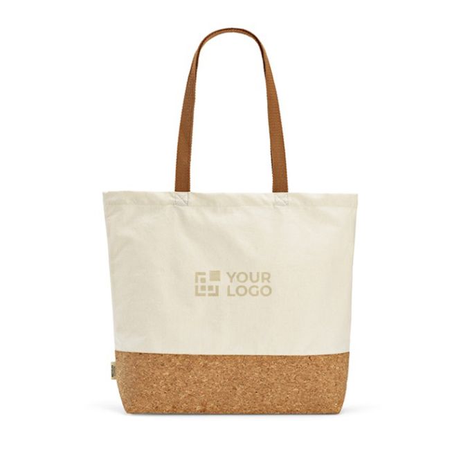 Sac de courses en coton recyclé à base en liège 220 g/m²