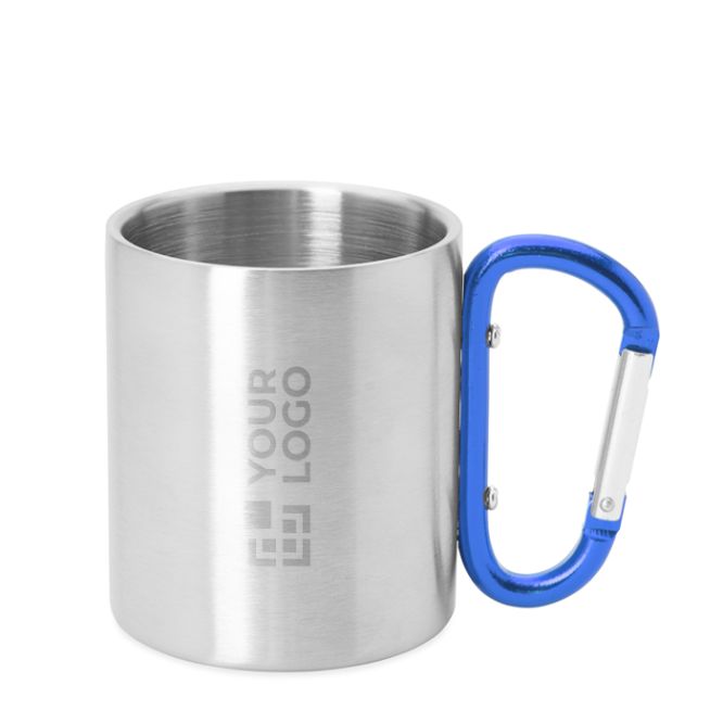 Tasse métallique à double paroi avec anse mousqueton colorée 230ml