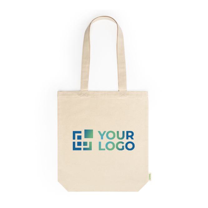 Tote bag en coton bio avec soufflet et longues anses 70 cm 280 g/m²