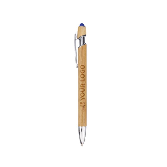 Stylo en bambou avec pointeur tactile à encre bleue