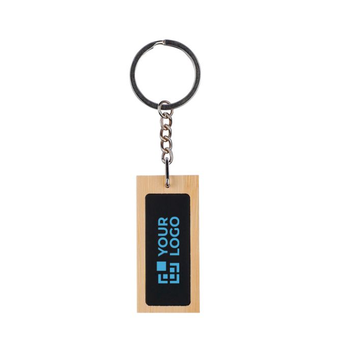 Porte-clés rectangulaire en bambou avec surface noire