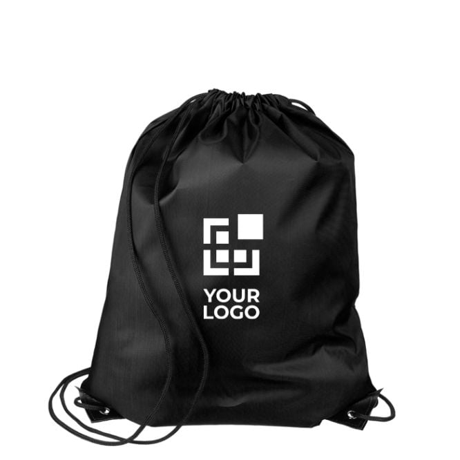 Sac à dos à cordes polyester avec coins et cordes noirs