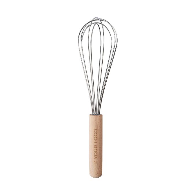 Fouet manuel en acier inoxydable avec manche en bois personnalisable