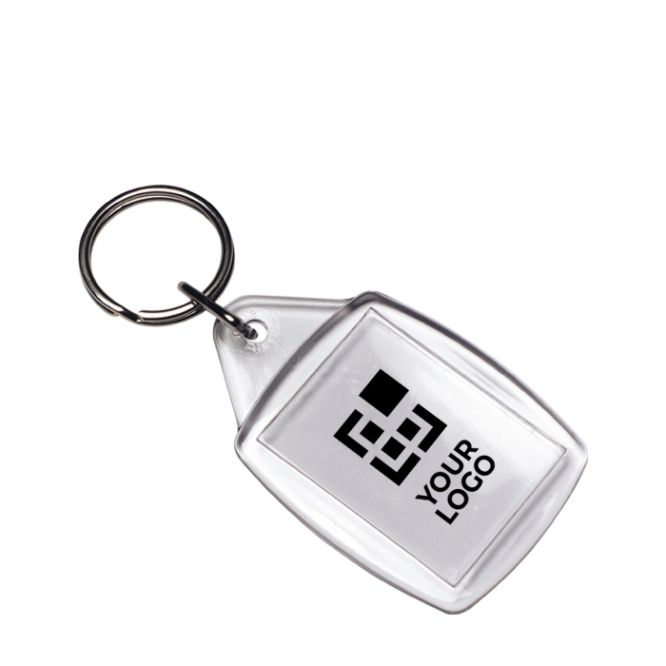 Porte-clés transparent avec insertion papier ou photo