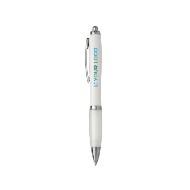 Stylo en plastique recyclé avec grip en caoutchouc encre bleue
