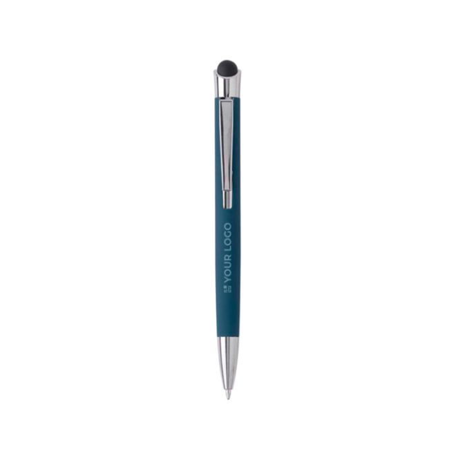 Stylo tactile en aluminium, en étui métallique, encre bleue