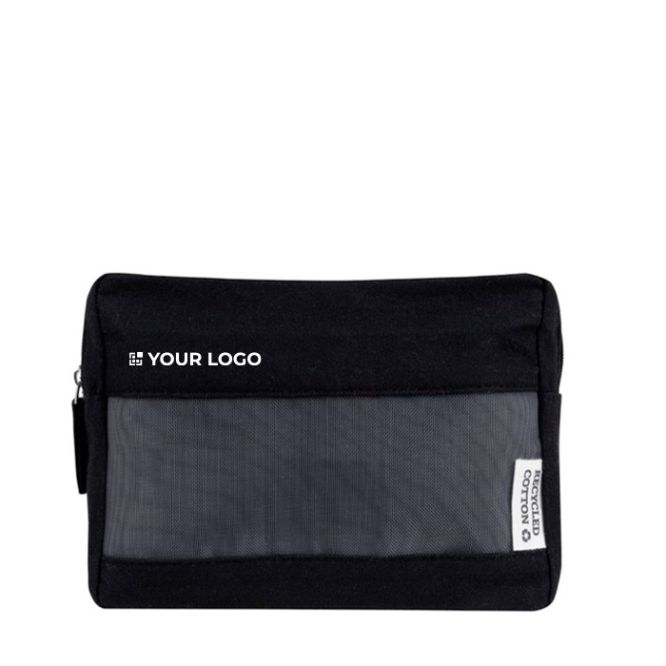 Trousse de toilette en toile recyclée avec grille sur le devant