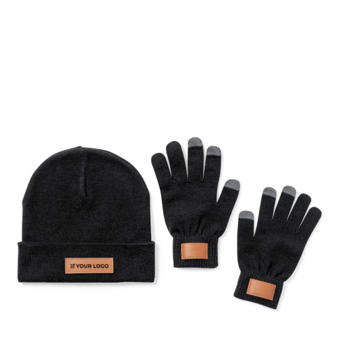 Ensemble de gants tactiles et bonnet avec zone d'impression