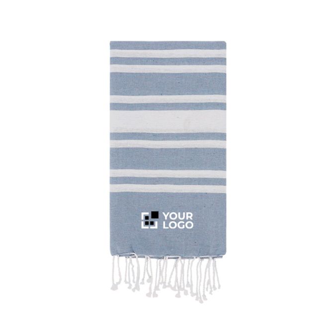 Paréo fin en coton et polyester à rayures avec franges 150 g/m²
