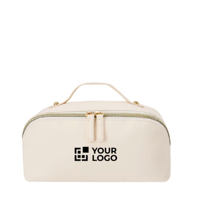 Trousse de toilette en PU avec grand compartiment et anse de transport
