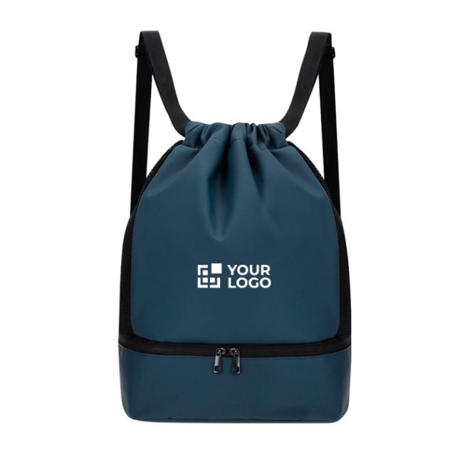 Sac à dos à cordons en PU avec poche inférieure pour chaussures