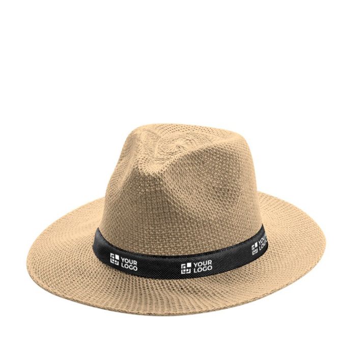 Chapeau style cowboy en matière synthétique avec ruban personnalisable