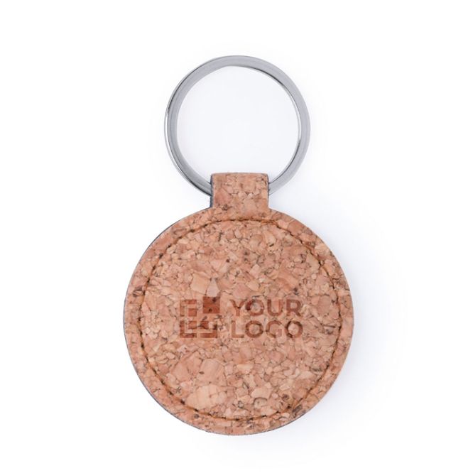 Porte-clés rond en liège économique avec gravure laser Eco Round