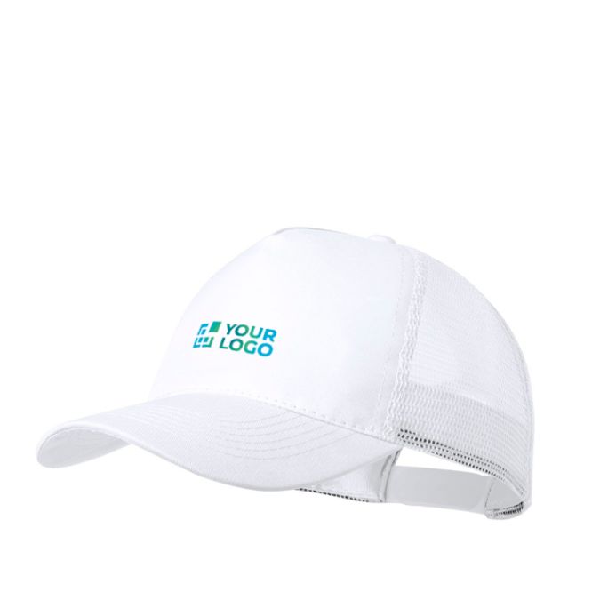 Casquette 5 panneaux avec filet arrière et fermeture plastique
