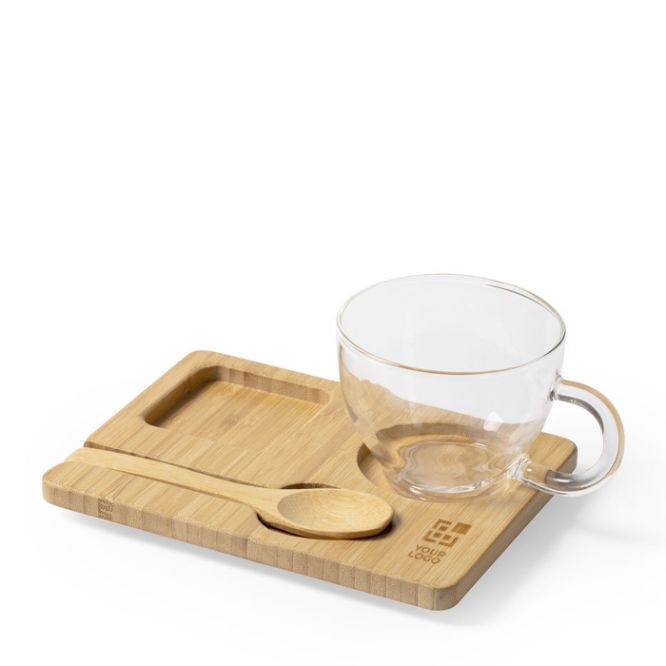 Set personnalisable pour le thé ou le café couleur bois