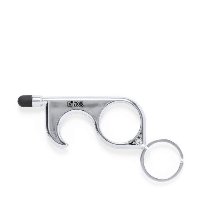 Porte-clés anti-contact en métal coloré avec zone d'impression