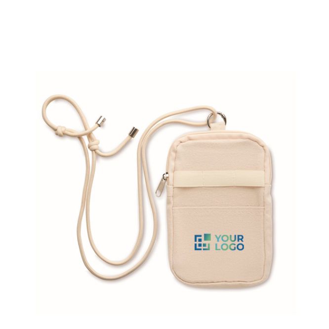 Sac bandoulière pour téléphone en coton recyclé avec cordon ajustable