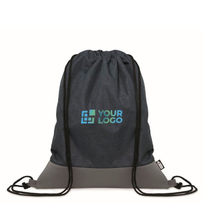 Sac à cordon en polyester RPET avec détail en cuir à la base