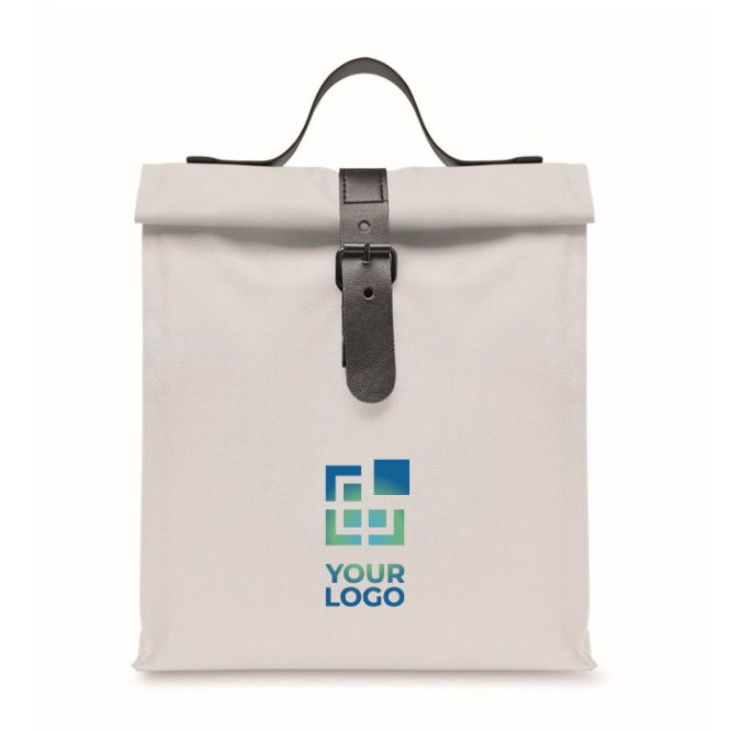 Sac isotherme roll-top en polyester avec anse et fermeture en cuir
